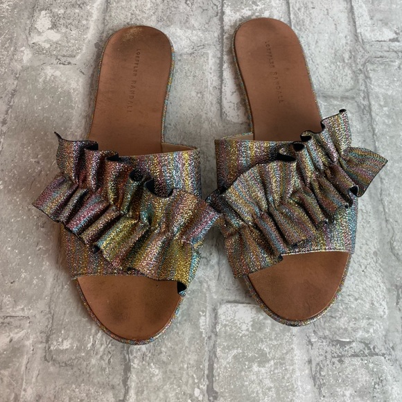 Loeffler Randall Glitter Flat Sandal Slides - Picture 5 of 13